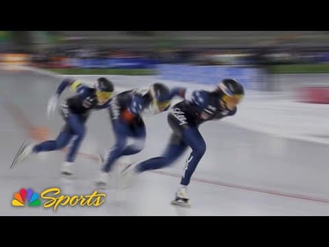 U.S. skates to women's team pursuit silver at Hamar World Cup | NBC Sports