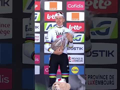 Now we know why Tadej Pogačar loves winning in Liège 🍗😆