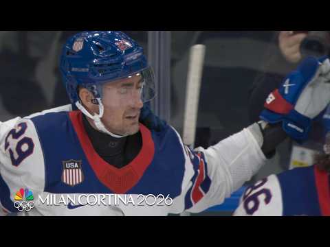 Brock Nelson's second puts Team USA hockey up 4-1 on Latvia | Winter Olympics 2026 | NBC Sports