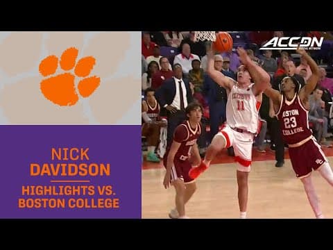 Clemson's Nick Davidson Shows Up & Shows Out In Win Over Boston College