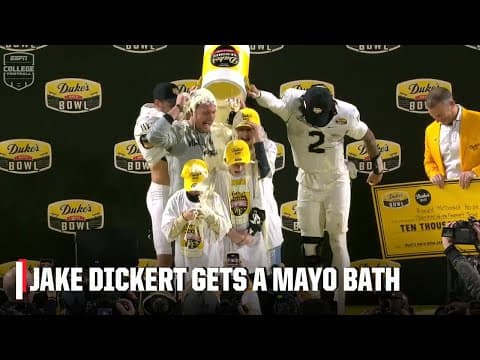 Wake Forest’s coach after a mayo bath: IT TASTES LIKE SWEET VICTORY 😂 | ESPN College Football