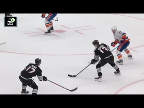 Nico Hischier scores a goal against the New York Islanders