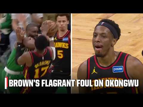 Onyeka Okongwu left bloodied after Jaylen Brown's flagrant foul | NBA on ESPN