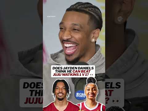 Is Jayden Daniels beating JuJu Watkins in a 1v1? 🤔😂 #nfl #basketball
