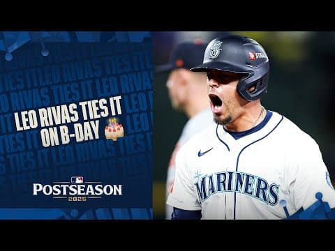 Leo Rivas delivers a game-tying hit ON HIS BIRTHDAY during the 7th inning for the Mariners 🎂