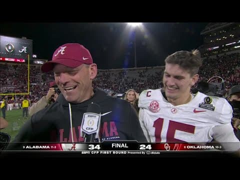 Kalen DeBoer, Ty Simpson & Germie Bernard react to Alabama's CFP win vs. Oklahoma | ESPN CFB