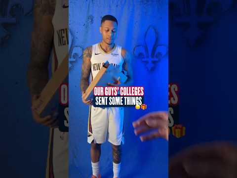 Pelicans unbox gifts from their schools #pelicans #nba #ncaabasketball