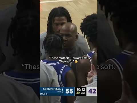 Seton Hall coach Shaheen Holloway in the huddle on Kansas State 👀