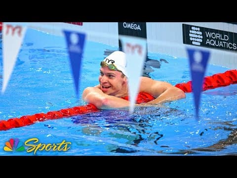 Leon Marchand discusses breaking world record in men's 200m individual medley at qorlds | NBC Sports