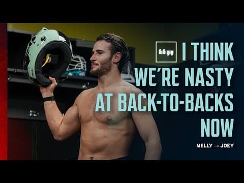 Melly hands the helmet over to Joey!