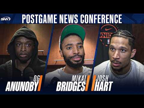 Josh Hart, OG Anunoby & Mikal Bridges discuss the Knicks dominant performance in Game 1 vs the 76ers