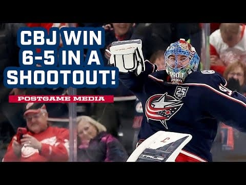 BLUE JACKETS WIN 6-5 IN A SHOOTOUT! Marchy Scores the Game-Winner in his Return! | Postgame Media
