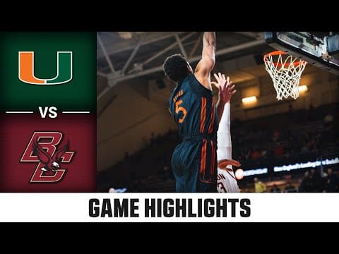 Miami vs. Boston College Game Highlights | 2025-26 ACC Men's Basketball