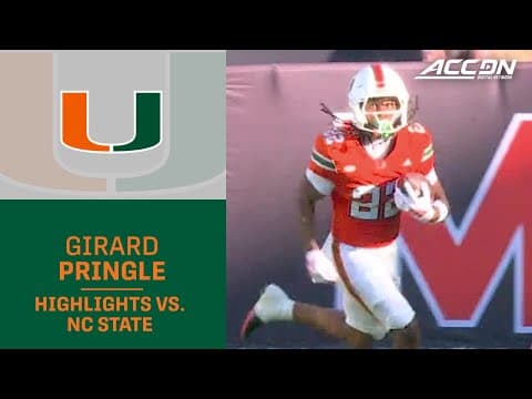 Miami RB Girard Pringle Jr. Highlights vs. NC State