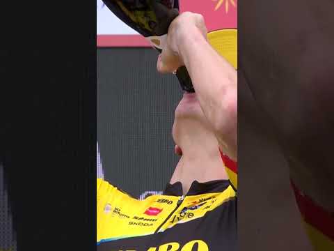 Sepp Kuss was seriously thirsty after his Stage 6 win today 😅🍾