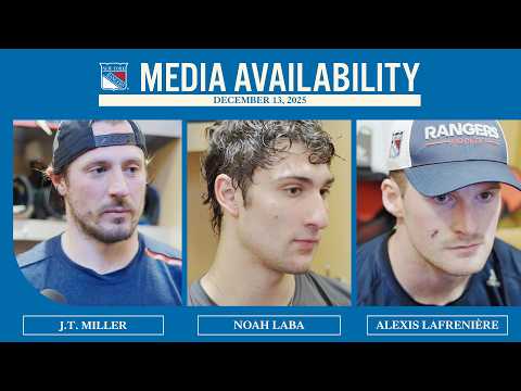 NYR vs MTL: J.T. Miller, Noah Laba & Alexis Lafrenière Postgame Availability | Dec. 13, 2025