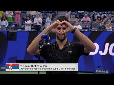 Novak Djokovic puts up a heart on TV for his daughter for her birthday ❤️ | 2025 US Open