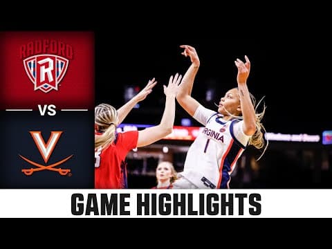 Radford vs. Virginia Game Highlights |  2025-26 ACC Women’s Basketball