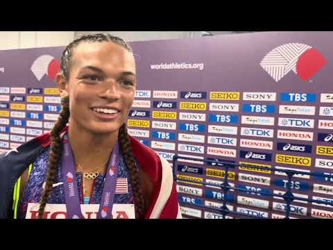 Anna Hall is THRILLED to have won her first gold medal in women’s heptathlon