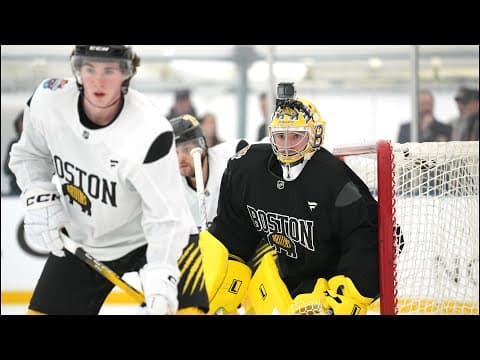 Jeremy Swayman mic'd up at practice 🎤