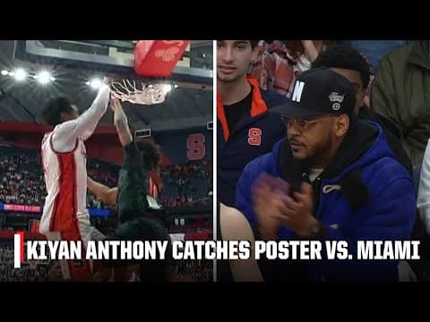 Carmelo Anthony watches his son Kiyan catch a poster against Miami 😤 | ESPN College Basketball