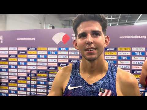 Grant Fisher talks about team tactics in men’s 5000