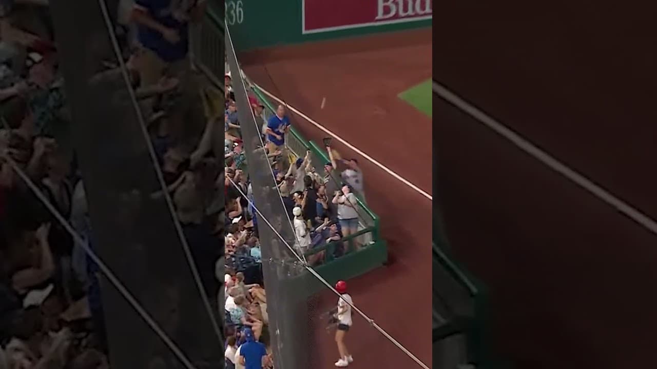 Nick Morabito goes into the stands to make the play 👊 #mlb #nymets #baseball