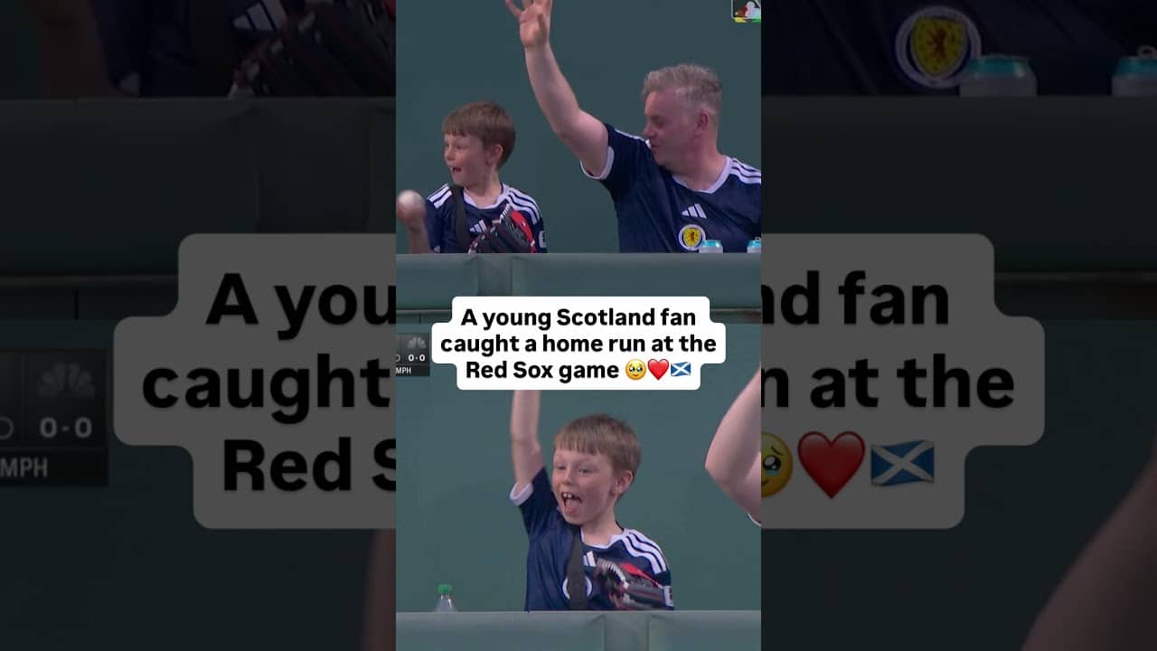 A young Scotland fan caught a home run at the Red Sox game 🥹❤️🏴 #soccer #mlb #scotland