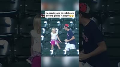 He made sure to celebrate before giving the ball away 😂🥹 #mlb #baseball
