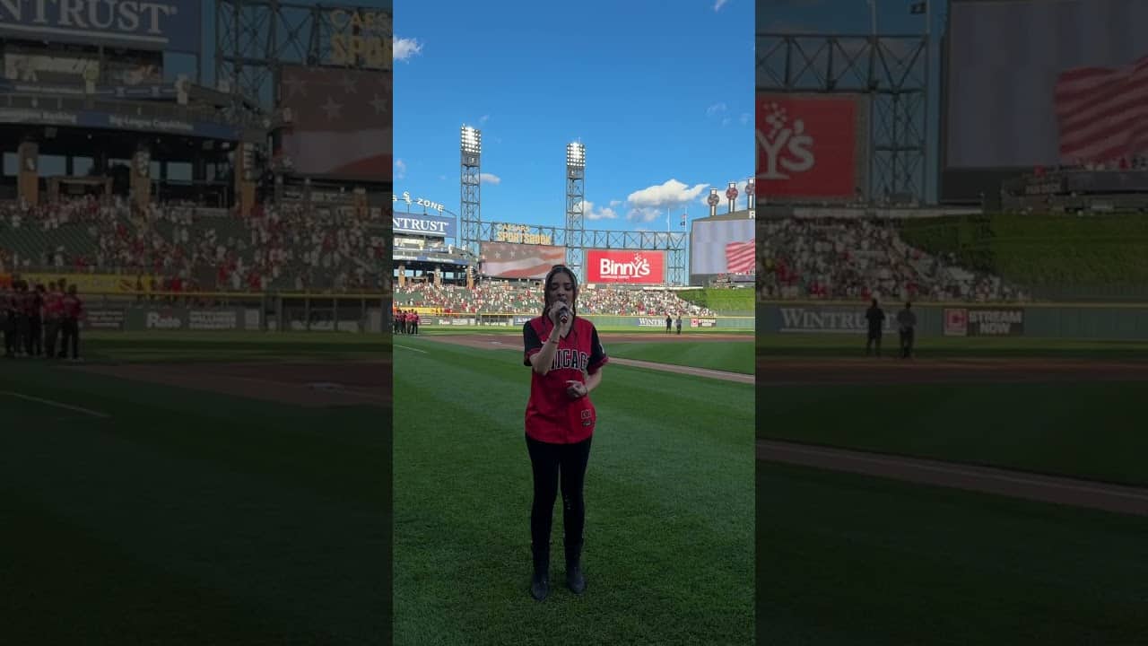 @AngelinaVictoria performed tonight's National Anthem! π€ #singing #baseball #mlb