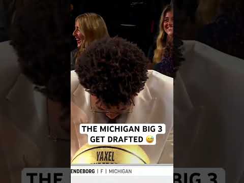Michigan teammates celebrate with each other after getting drafted