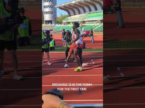 KENDRICK SMALLWOOD after his 12.95 (-0.2) (at 5'7" btw) takes the 110mH Silver at NCAA's