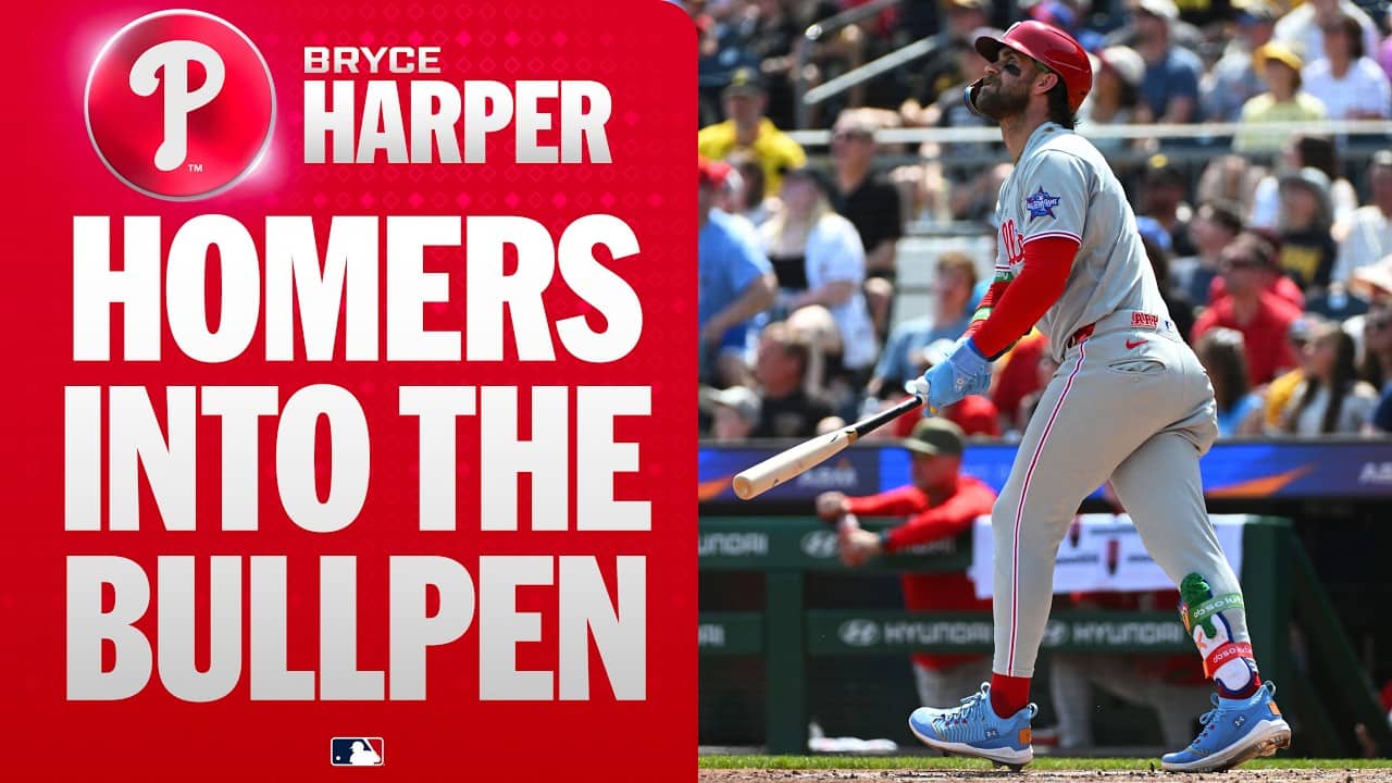 Bryce takes Skenes DEEP! Bryce Harper CLUBS one into the bullpen at PNC Park 😲
