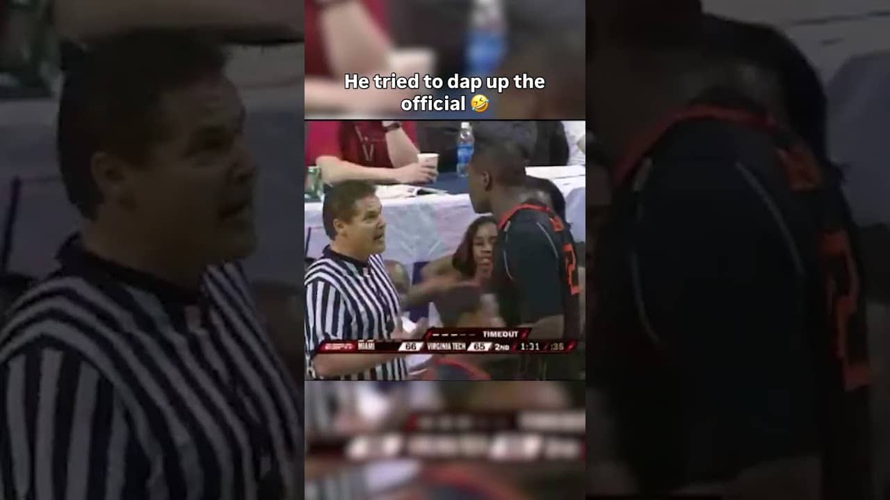 The ref wasn't having it 😂 #miamihurricanes #accbasketball #collegebasketball