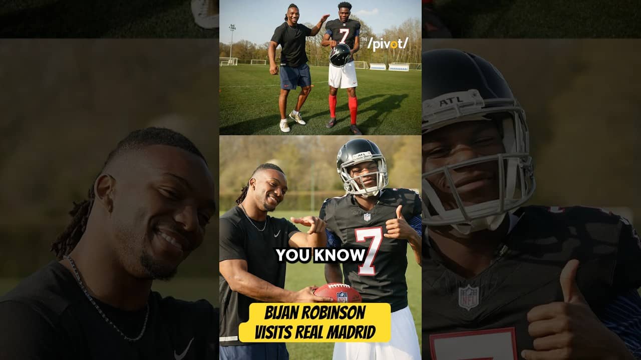 Bijan Robinson π€ the NFL star takes on the other football, Real Madrid blown away with his skill