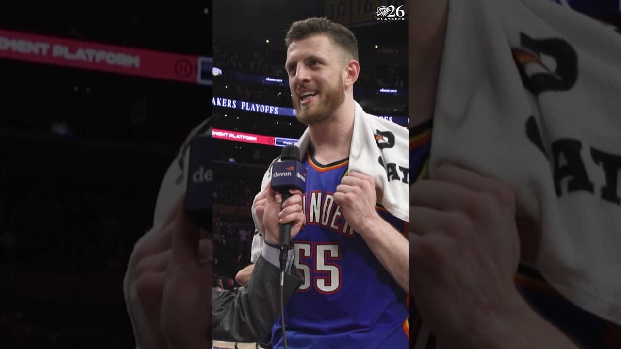 Played with composure and intensity ๐ช IHart and Nick Gallo chat after tonight's win ๐ค #okcthunder