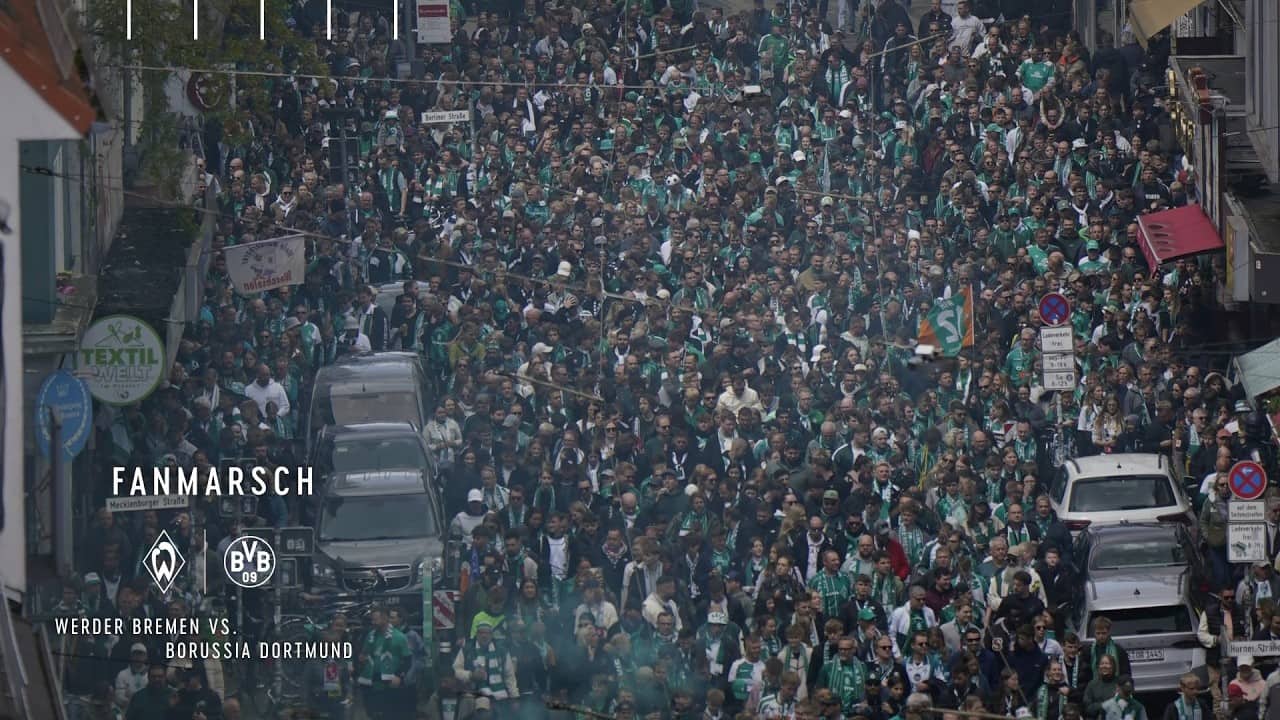 Werder-Fanmarsch vor dem Heimspiel gegen Borussia Dortmund ๐๐ค