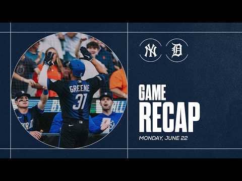Game Highlights: Framber Strikes Out 8 and Riley Greene Hit a Homer, Tigers Win vs. Yankees| 6/22/26