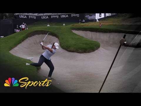Lottie Woad gets out of a precarious bunker at the 2026 U.S Women's Open | Golf on NBC Sports