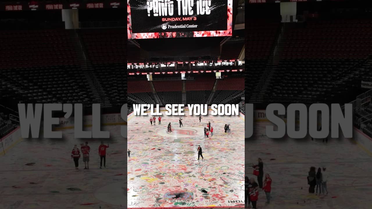 Piece by piece, the ice becomes the moment. #shorts #njdevils #nhl #jersey #painttheice #newjersey