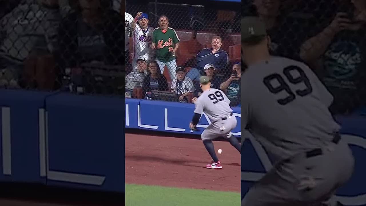 Brett Baty doubles over the head of Aaron Judge 😤