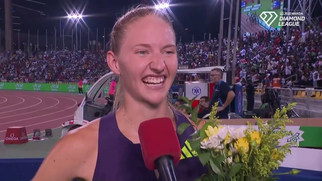 Addy Wiley after winning her first Diamond League - 800m Doha 2026