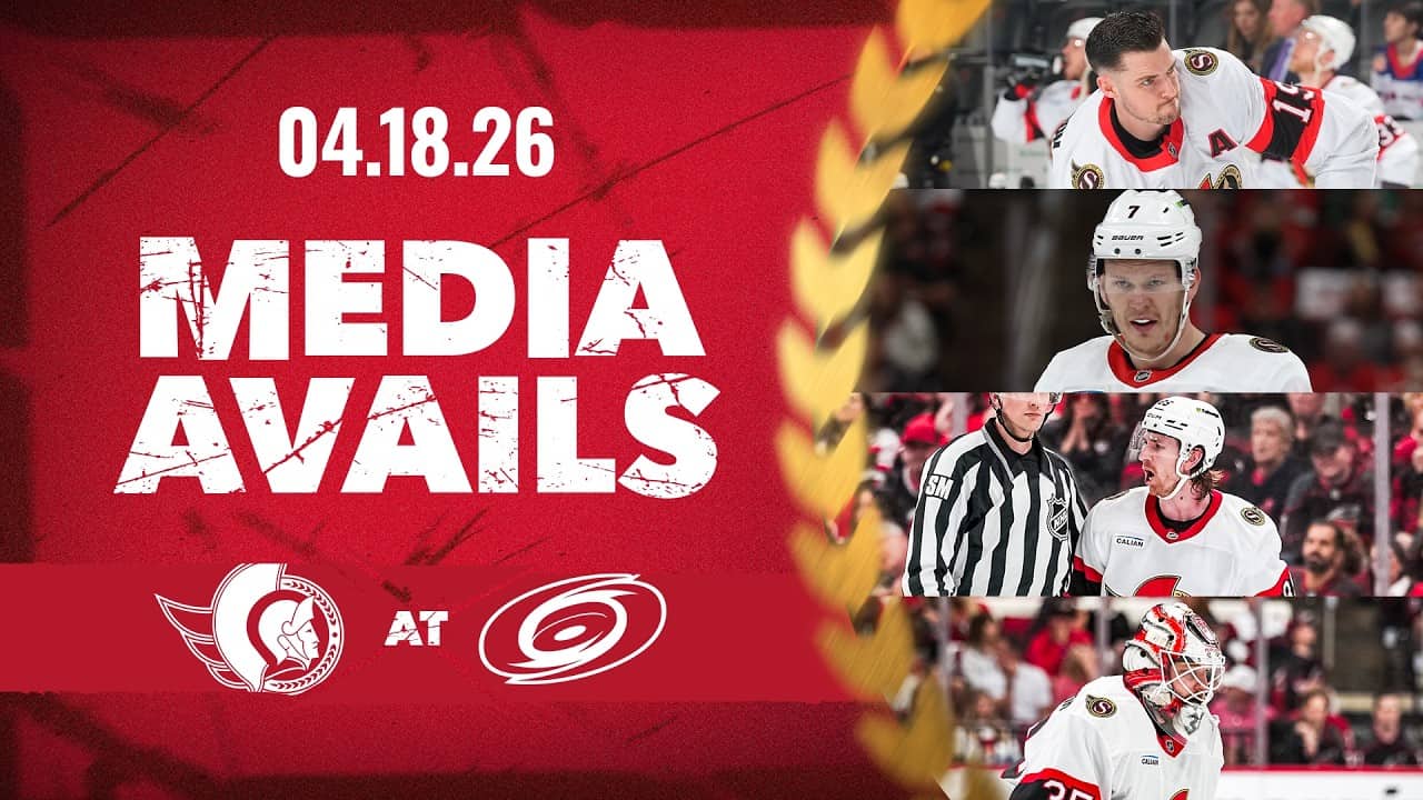 Drake Batherson, Brady Tkachuk, Linus Ullmark, Jake Sanderson, Travis Green Postgame Media vs CAR