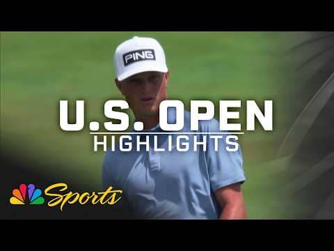 Flagstick sends William Mouw's approach into the bunker at U.S. Open | Golf on NBC Sports