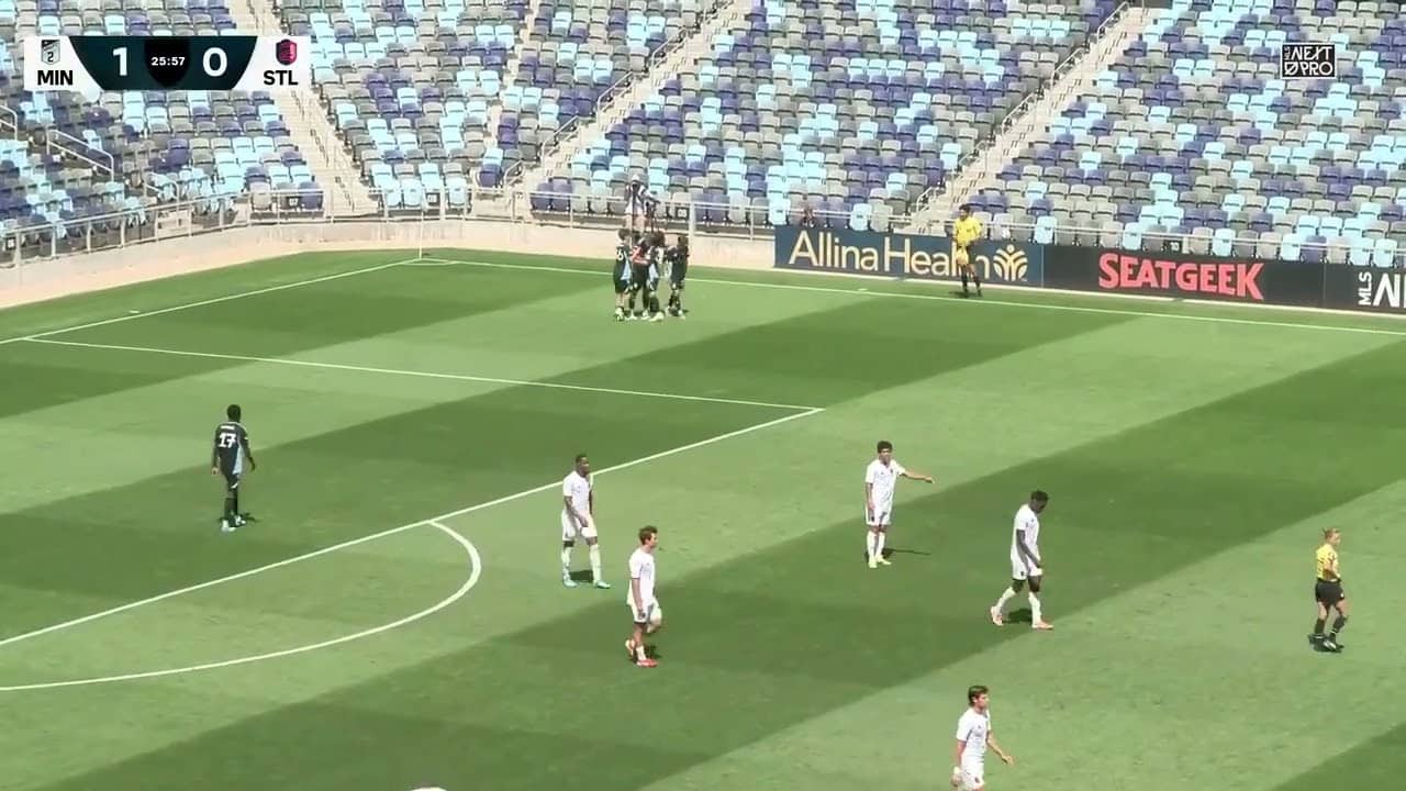 MNUFC2 Goal: Marcus Caldeira Opens the Scoring Against St. Louis CITY2