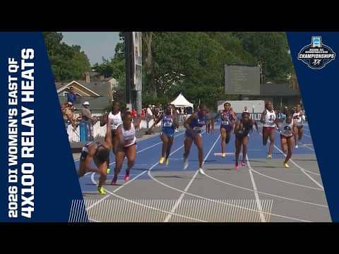 Every women's 4x100 meter relay heat from the 2026 NCAA Division I East First Round track meet