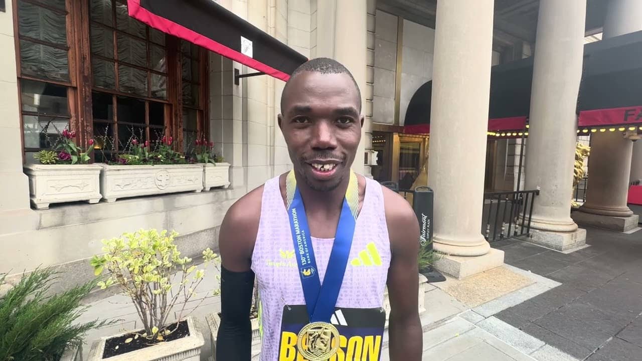 Benson Kipruto is happy to finish third at 2026 Boston Marathonb