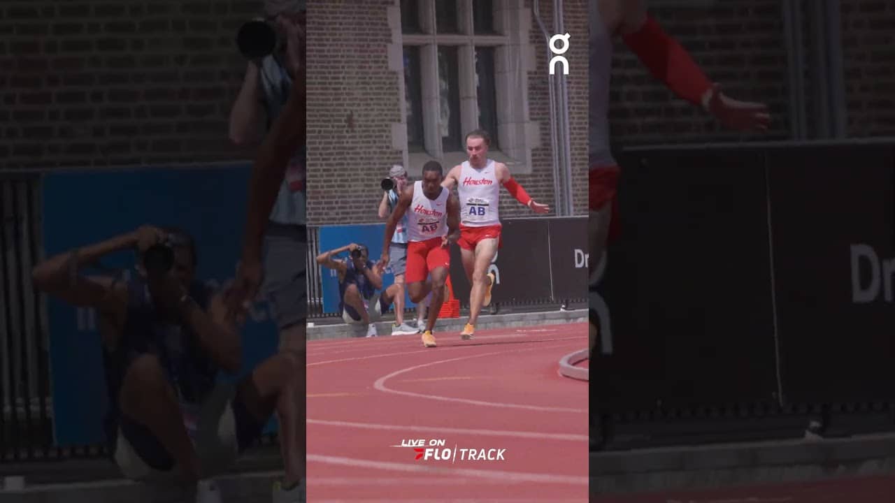 💔 Unfortunately, the Houston men have a bad exchange on in the heats of the 4x100m.