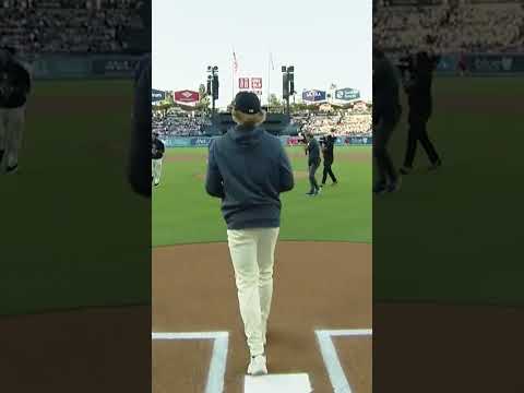 Myles Garrett delivers a strike at Dodger Stadium 🤩