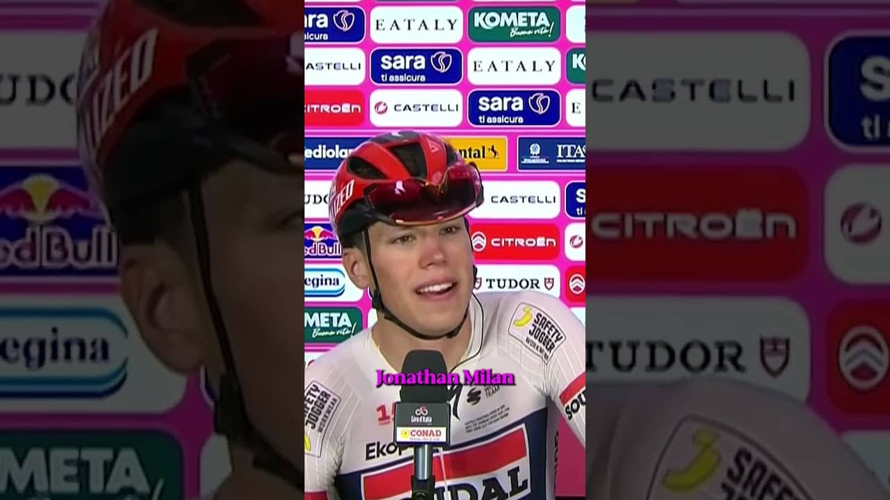 “I’m so proud!” 🩷 Paul Magnier on taking the Maglia Rosa at the Giro d’Italia! 🙌